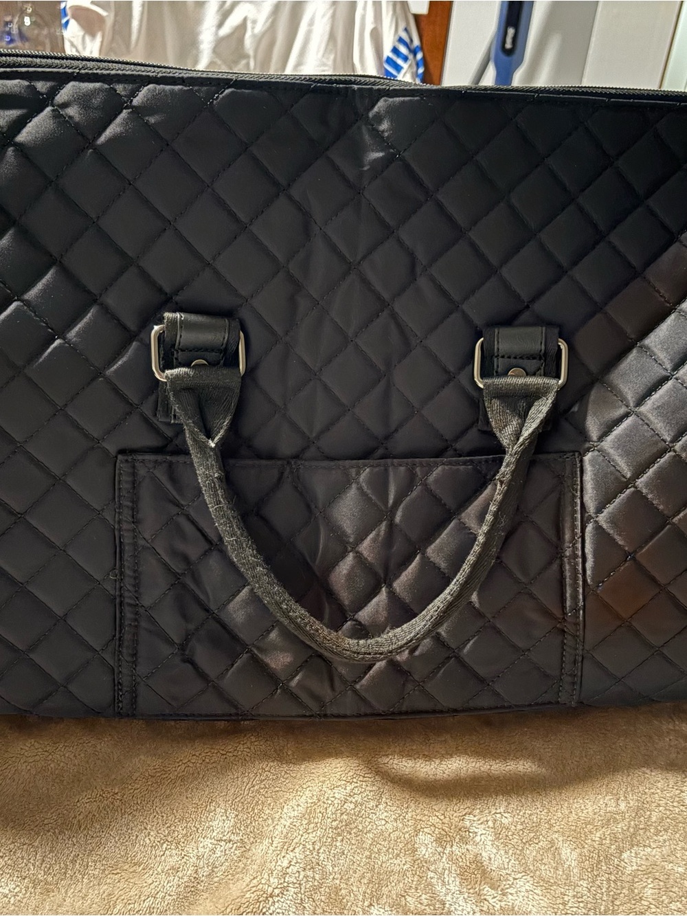 NWT Seyfocnia Black Quilted Travel Duffel Bag Weekender CarryOn